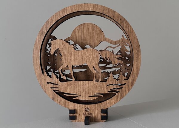 "Kůň" lampa 20x22cm provedení povrchu: dub