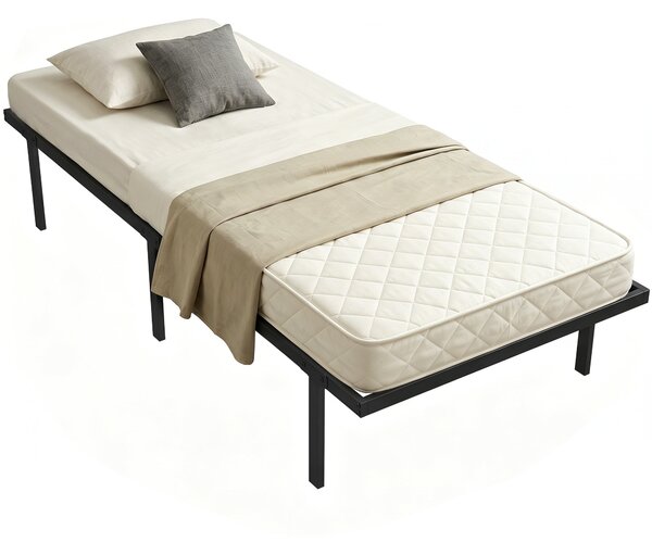 HOMCOM kovový rám postele s úložným prostorem pod postelí, výška 35,5 cm, tichý design, bez roštů, snadná montáž, 90 x 200 cm, černý | Aosom