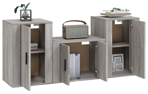 3dílný set TV skříněk šedý sonoma kompozitní dřevo 3188500
