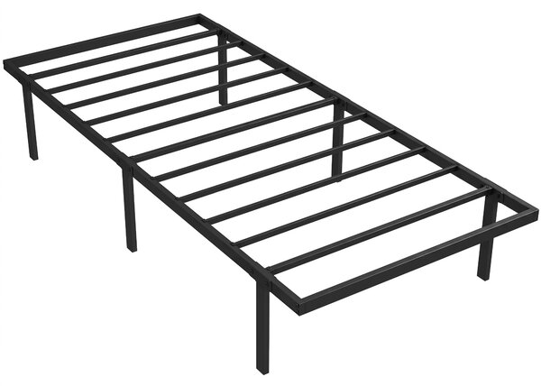 HOMCOM kovový rám postele s úložným prostorem pod postelí, výška 35,5 cm, tichý design, bez roštů, snadná montáž, 90 x 200 cm, černý | Aosom