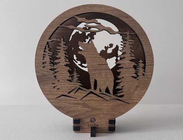 "Vlk a měsíc" lampa 20x22cm provedení povrchu: dub