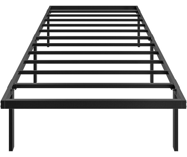 HOMCOM kovový rám postele s úložným prostorem pod postelí, výška 35,5 cm, tichý design, bez roštů, snadná montáž, 90 x 200 cm, černý | Aosom