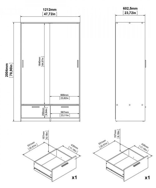 Šatní skříň v dekoru dubu s posuvnými dveřmi v přírodní barvě 121x200 cm Line – Tvilum