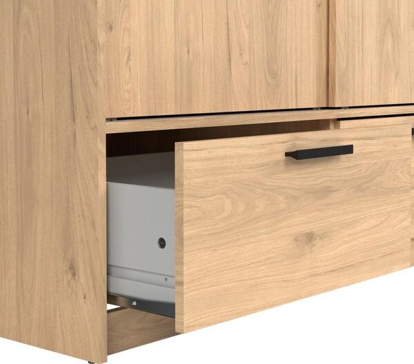 Šatní skříň v dekoru dubu s posuvnými dveřmi v přírodní barvě 121x200 cm Line – Tvilum