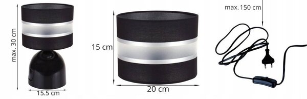 Stolní lampa Elegance, 1x textilní stínítko (výběr z 6 barev), (výběr ze 3 barev konstrukce), s