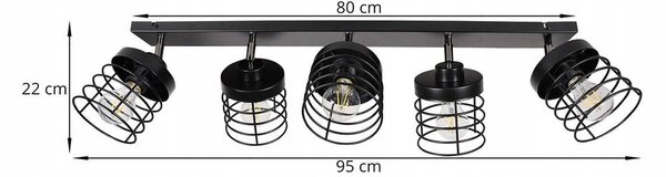 Bodové svítidlo Rosti, 5x drátěné stínítko (výběr ze 2 barev), (možnost polohování)