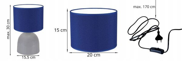 Stolní lampa Indigo, 1x černé textilní stínítko, černá konstrukce