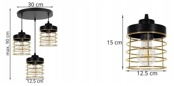 Závěsné svítidlo Rosti, 3x drátěné stínítko (výběr ze 2 barev), o, g