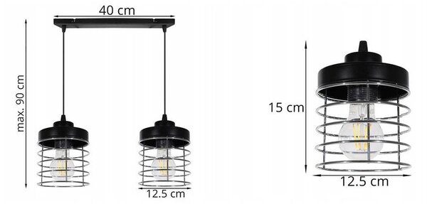 Závěsné svítidlo Rosti, 2x drátěné stínítko (výběr ze 2 barev)