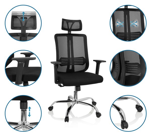 OTOČNÁ ŽIDLE, síťovina, plochá tkanina, černá MID.YOU - Online Only kancelářské židle, Online Only