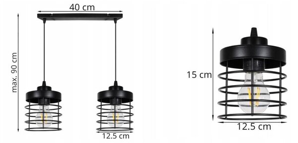 Závěsné svítidlo Rosti, 2x drátěné stínítko (výběr ze 2 barev)