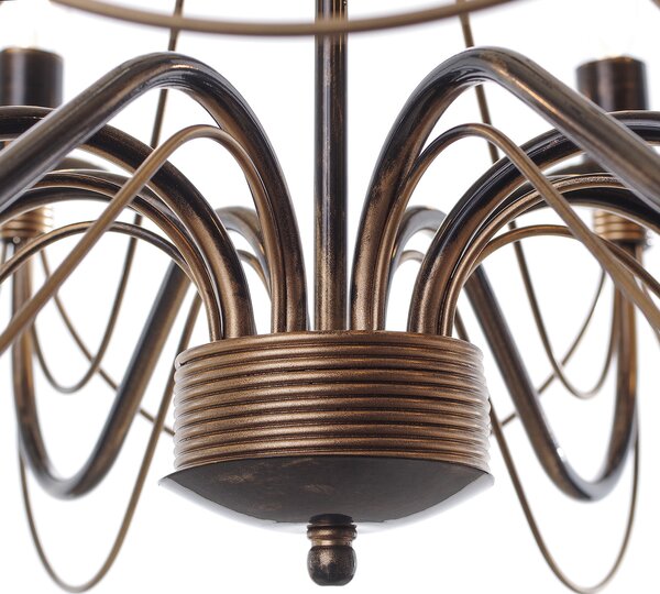 Light for home - Černý klasický lustr na řetězu s zlatou patinou na osm svíčková žárovky. 30308 "Isabella", 8x40W, E14, černá, zlatá