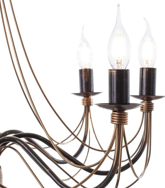 Light for home - Černý klasický lustr na řetězu s zlatou patinou na osm svíčková žárovky. 30308 "Isabella", 8x40W, E14, černá, zlatá