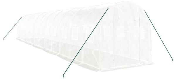 Skleník s ocelovým rámem bílý 24 m² 12 x 2 x 2 m