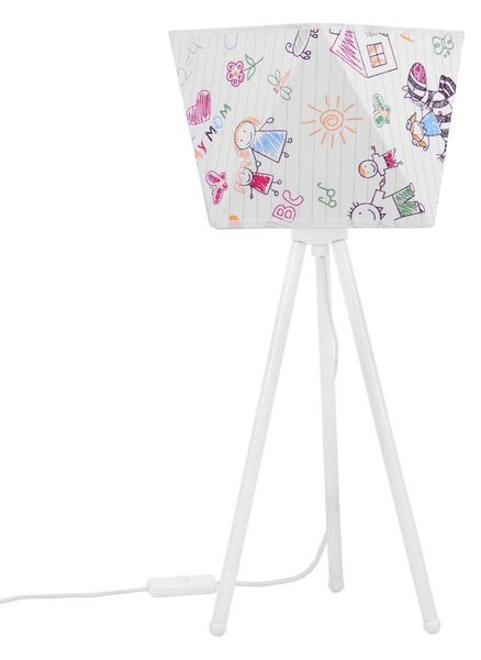 Dětská stolní lampa Diamond, 1x bílé textilní stínítko se vzorem
