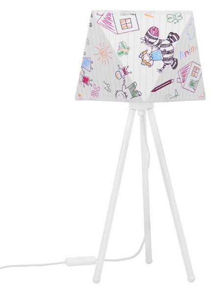 Dětská stolní lampa Diamond, 1x bílé textilní stínítko se vzorem