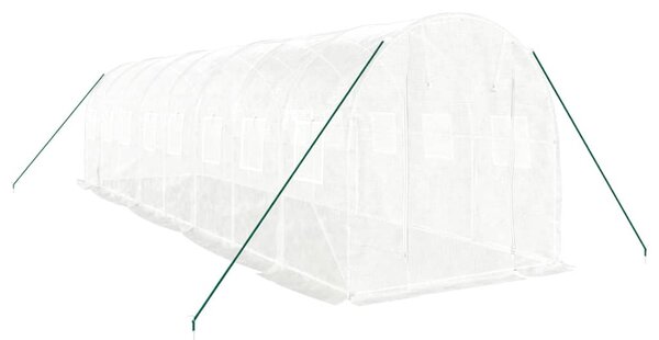 Skleník s ocelovým rámem bílý 16 m² 8 x 2 x 2 m