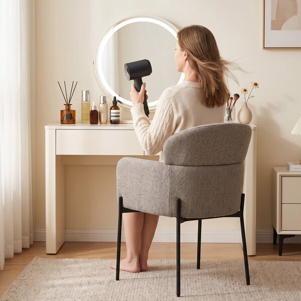 HOMCOM Chenille dekorativní křeslo – moderní čalouněné křeslo s kovovými nohami, ergonomické křeslo do obývacího pokoje a ložnice, světle hnědé | Aoso