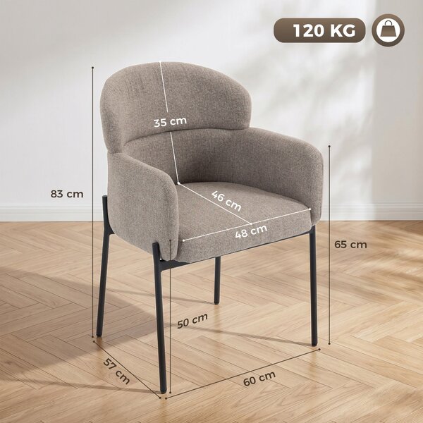 HOMCOM Chenille dekorativní křeslo – moderní čalouněné křeslo s kovovými nohami, ergonomické křeslo do obývacího pokoje a ložnice, světle hnědé | Aoso