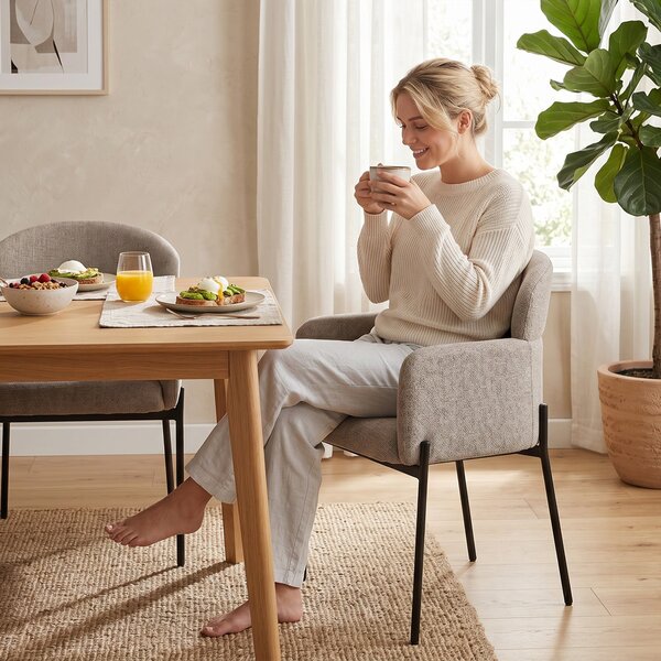 HOMCOM Chenille dekorativní křeslo – moderní čalouněné křeslo s kovovými nohami, ergonomické křeslo do obývacího pokoje a ložnice, světle hnědé | Aoso