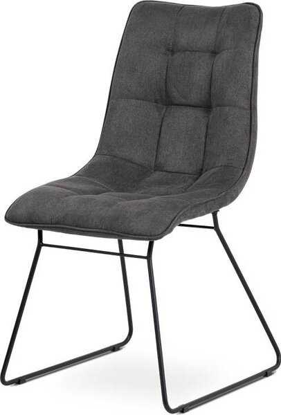 Jídelní židle, potah šedá látka v dekoru vintage kůže, kovová podnož, matný čern