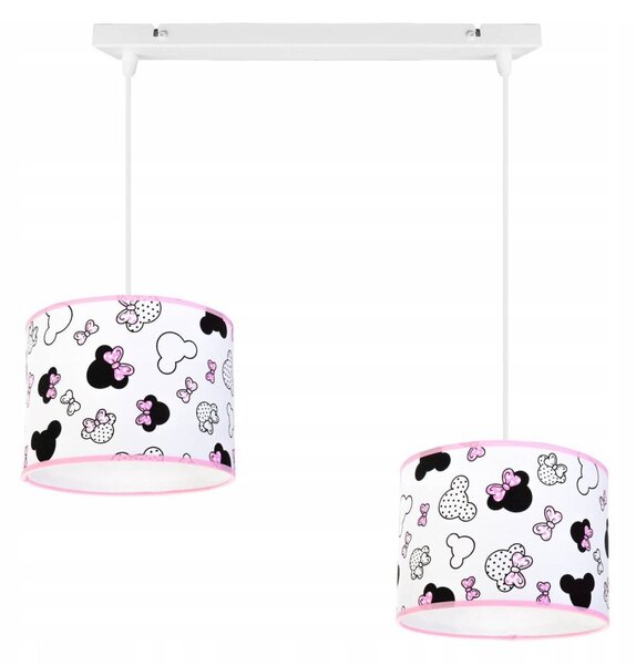 Dětské závěsné svítidlo Minnie, 2x textilní stínítko se vzorem
