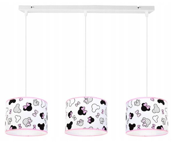 Dětské závěsné svítidlo Minnie, 3x textilní stínítko se vzorem