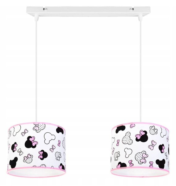 Dětské závěsné svítidlo Minnie, 2x textilní stínítko se vzorem