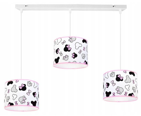 Dětské závěsné svítidlo Minnie, 3x textilní stínítko se vzorem