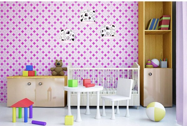 Dětské závěsné svítidlo Minnie, 3x textilní stínítko se vzorem