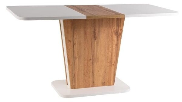 Rozkládací jídelní stůl FERKO - 110x68 cm, matný bílý / dub wotan