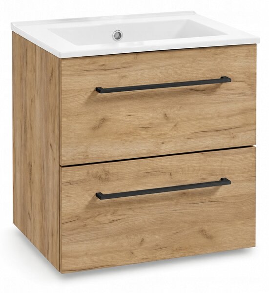 Koupelnová sestava skříňka s umyvadlem Pinia 60 cm dub craft zlatý