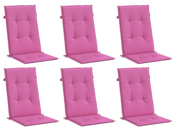 Podušky na židli s vysokým opěradlem 6 ks růžové textil