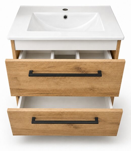 Koupelnová sestava skříňka s umyvadlem Pinia 60 cm dub craft zlatý