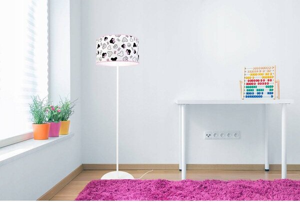 Dětská stojací lampa Minnie, 1x textilní stínítko se vzorem