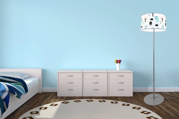 Dětská stojací lampa Bambi, 1x textilní stínítko se vzorem, (výběr ze 2 barev konstrukce), o