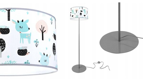Dětská stojací lampa Bambi, 1x textilní stínítko se vzorem, (výběr ze 2 barev konstrukce), o