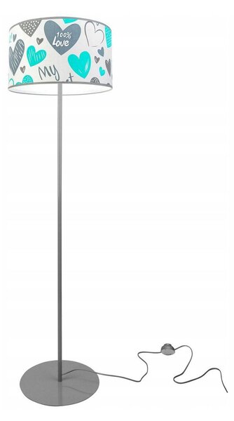 Dětská stojací lampa Heart, 1x bílé textilní stínítko se vzorem, (výběr ze 2 barev konstrukce), o, b