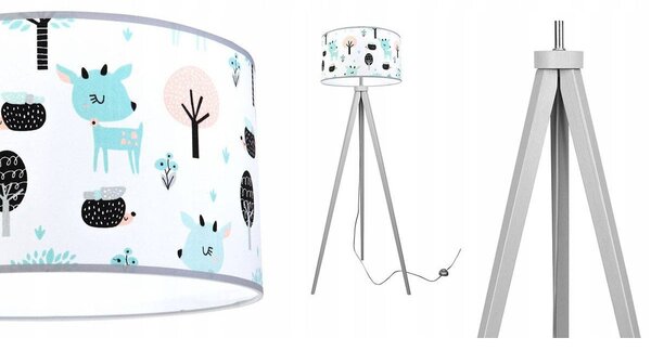 Dětská stojací lampa Bambi, 1x textilní stínítko se vzorem, (výběr ze 2 barev konstrukce)