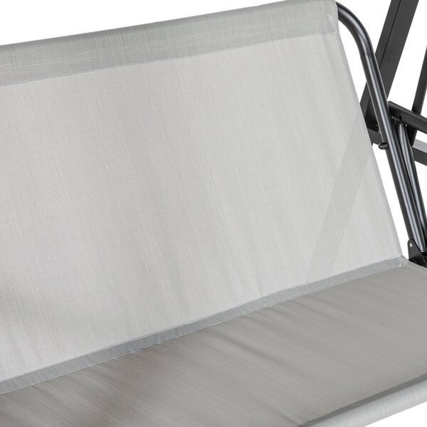 Outsunny 2-místná Hollywoodská houpačka s nastavovací střechou, polštáři a nosností až 220 kg, ideální do zahrady či na balkon, šedá, 145 x 116 x 172