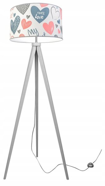 Dětská stojací lampa Heart, 1x bílé textilní stínítko se vzorem, (výběr ze 2 barev konstrukce), p