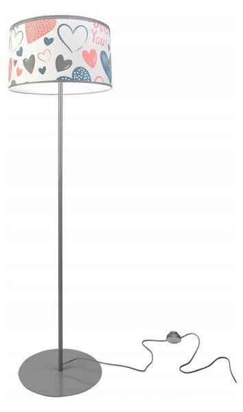 Dětská stojací lampa Heart, 1x bílé textilní stínítko se vzorem, (výběr ze 2 barev konstrukce), o, p