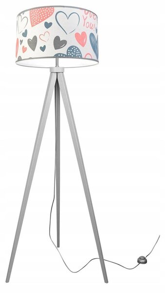 Dětská stojací lampa Heart, 1x bílé textilní stínítko se vzorem, (výběr ze 2 barev konstrukce), p