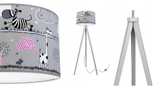 Dětská stojací lampa Ladybird, 1x textilní stínítko se vzorem, (výběr ze 2 barev konstrukce)