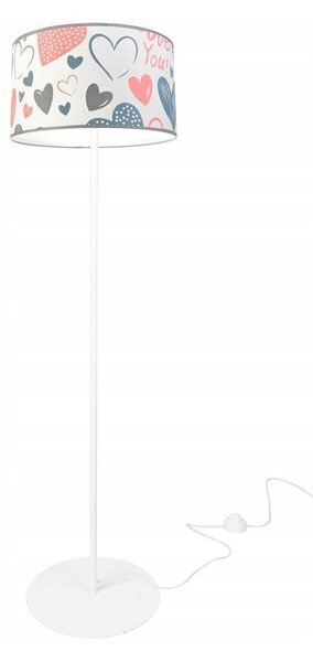 Dětská stojací lampa Heart, 1x bílé textilní stínítko se vzorem, (výběr ze 2 barev konstrukce), o, p