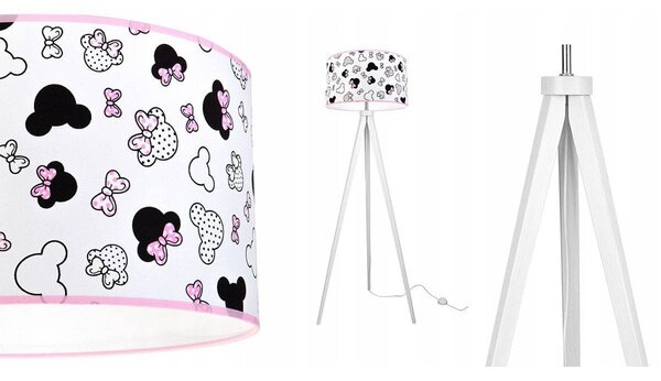 Dětská stojací lampa Minnie, 1x textilní stínítko, (výběr ze 2 barev konstrukce)