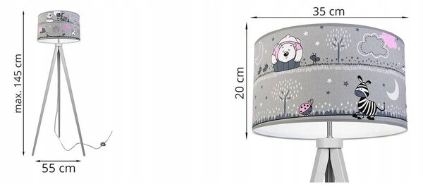 Dětská stojací lampa Ladybird, 1x textilní stínítko se vzorem, (výběr ze 2 barev konstrukce)