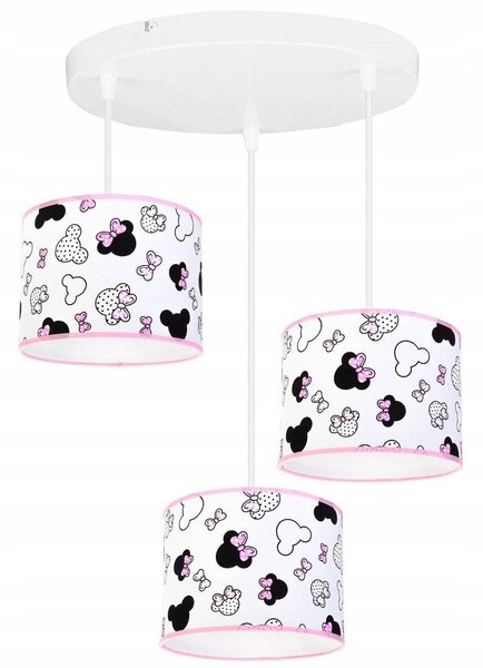 Dětské závěsné svítidlo Minnie, 3x textilní stínítko se vzorem