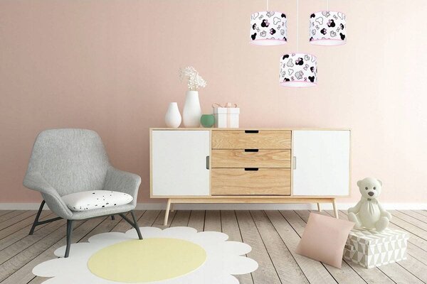 Dětské závěsné svítidlo Minnie, 3x textilní stínítko se vzorem