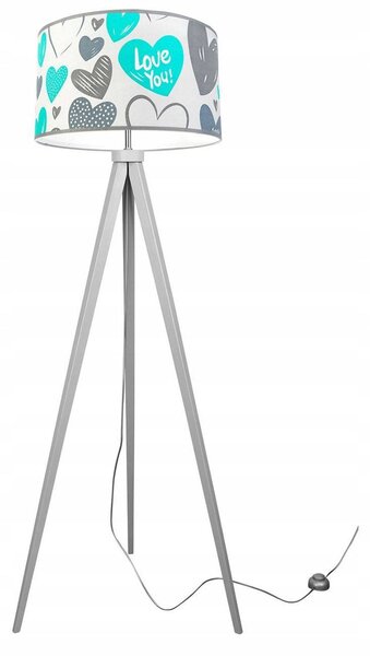 Dětská stojací lampa Heart, 1x bílé textilní stínítko se vzororem, (výběr ze 2 barev konstrukce), b